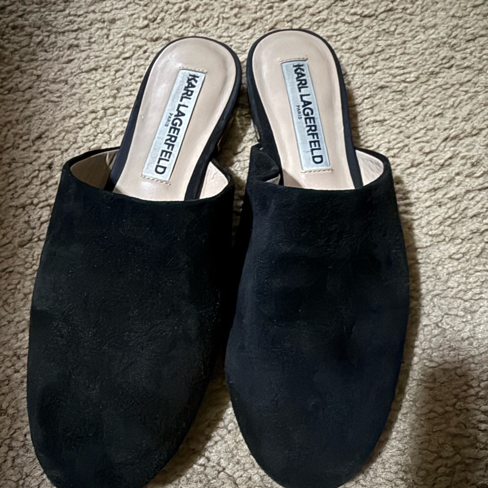 Karl Lagerfeld Suede Black Mules